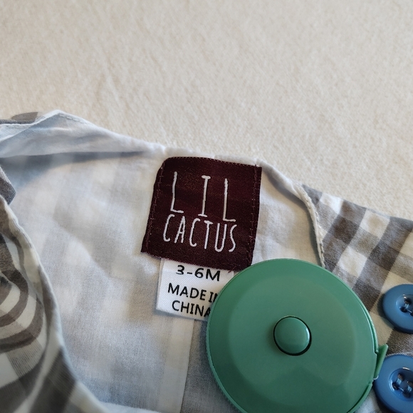 Lil Cactus Boys Checked Grey White My First Easter Jon Jon Outfit Size 3-6 Mo - Picture 3 of 6